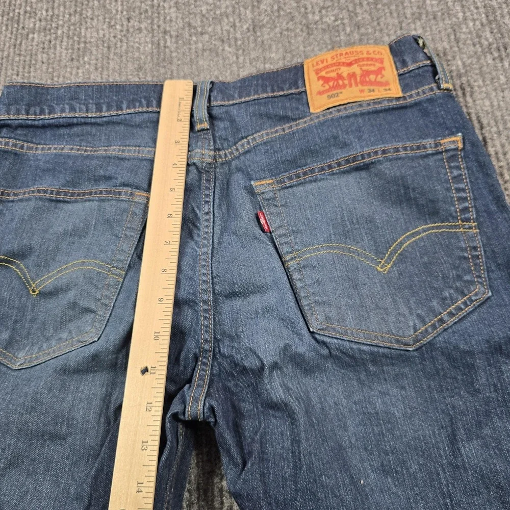 Levi's 502 Jeans Mens 34x34 Blue Regular Tapered Medium Wash Stretch Denim 32x31